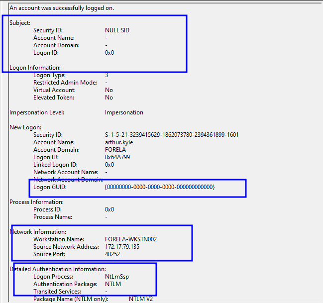 NTLM relay attack detection